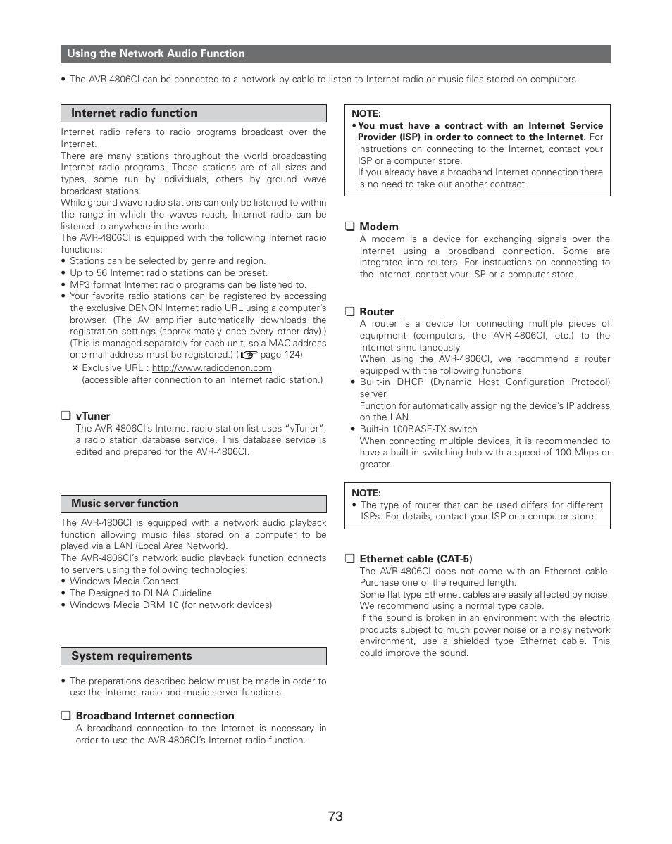 Denon AVR-4806CI User Manual | Page 73 / 202