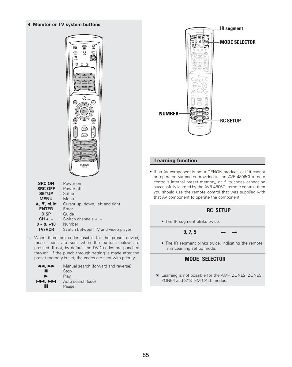 Denon AVR-4806CI User Manual | Page 85 / 202