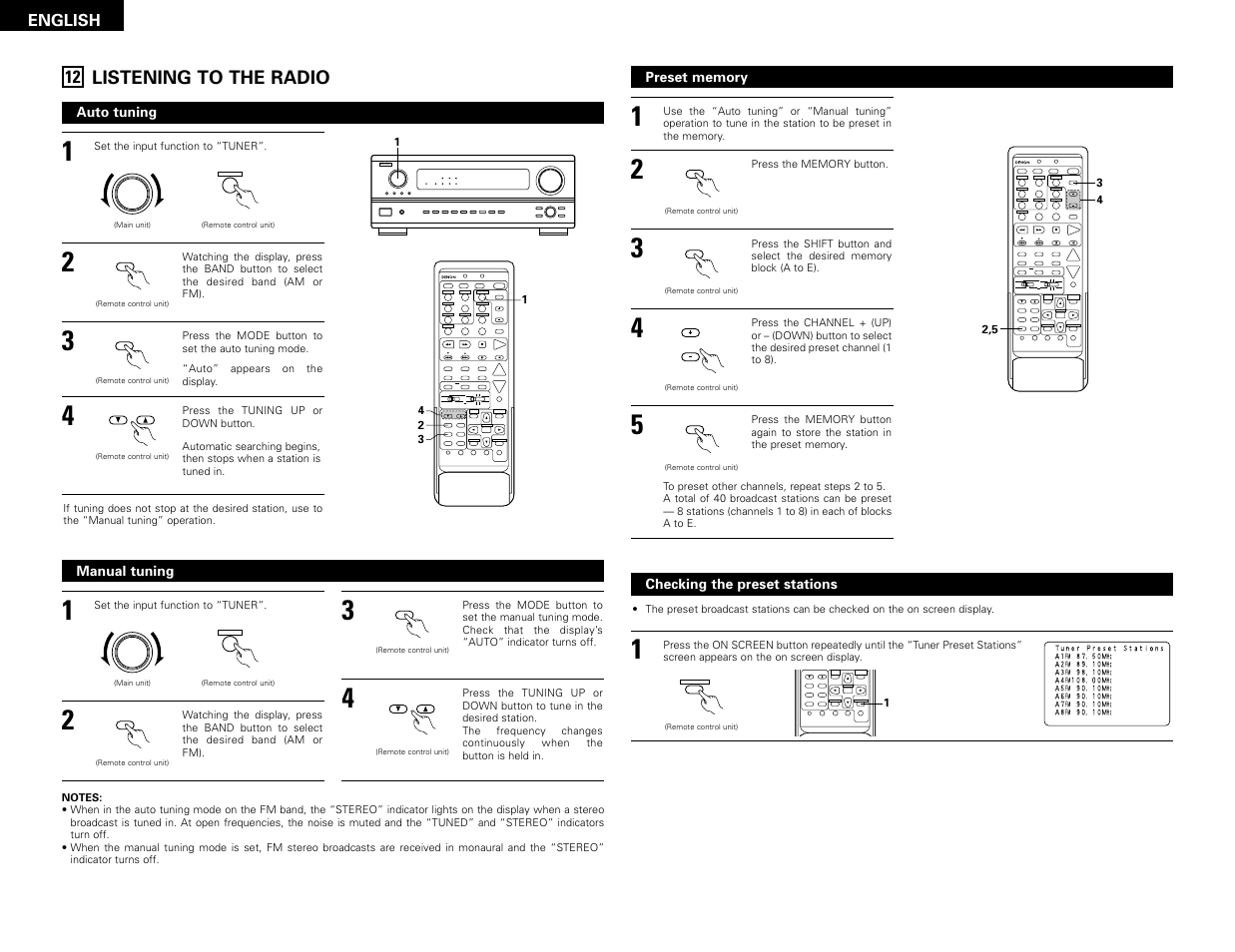 Listening to the radio | Denon AVR-2802 User Manual | Page 30 / 74