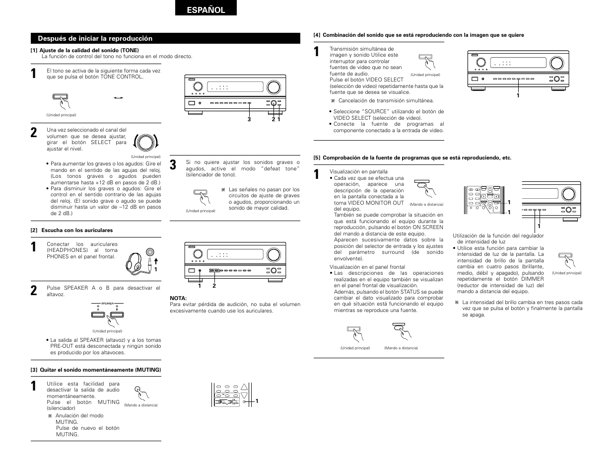 Volume level | Denon AVR-2802 User Manual | Page 58 / 74