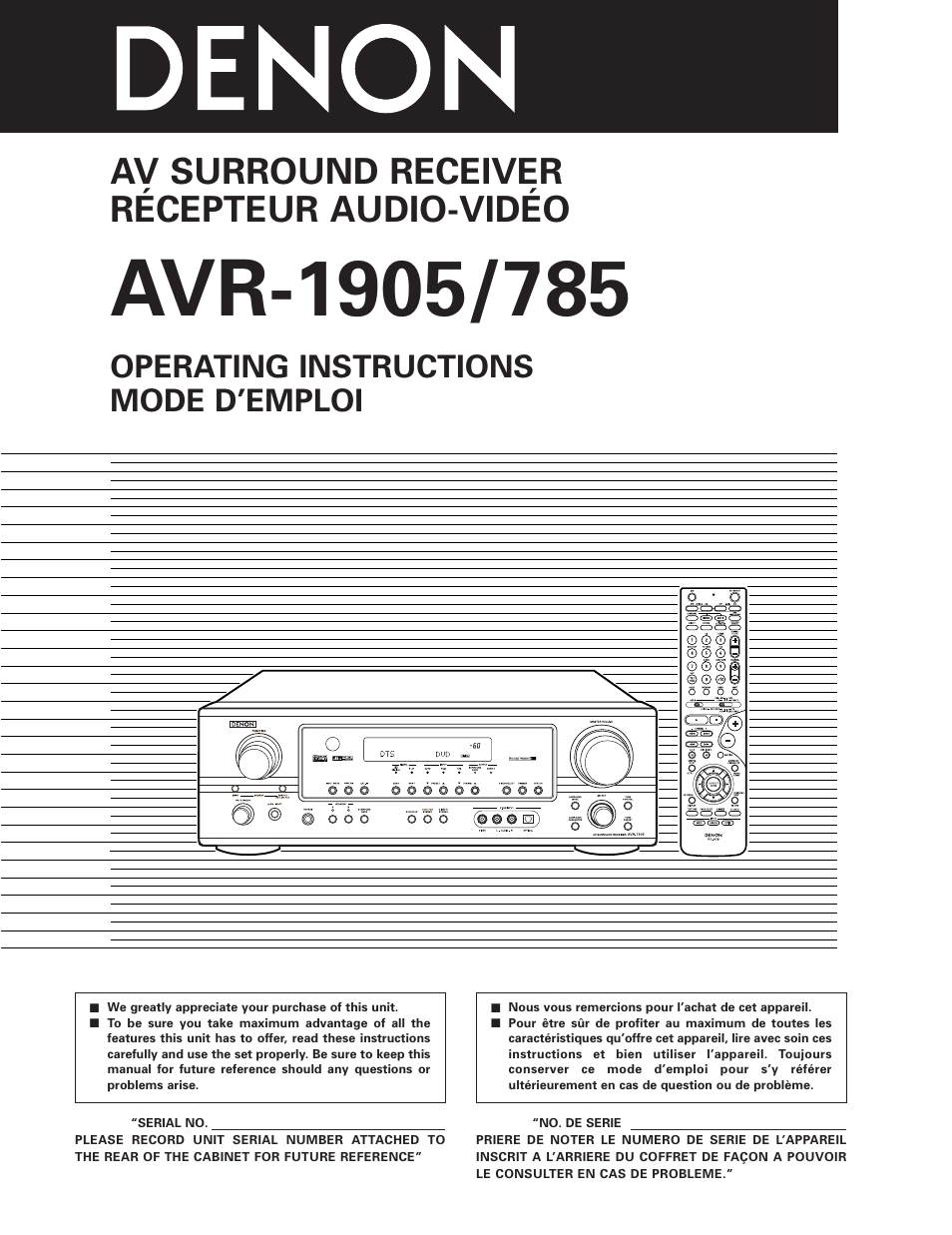 Denon AVR-785 User Manual | 77 pages