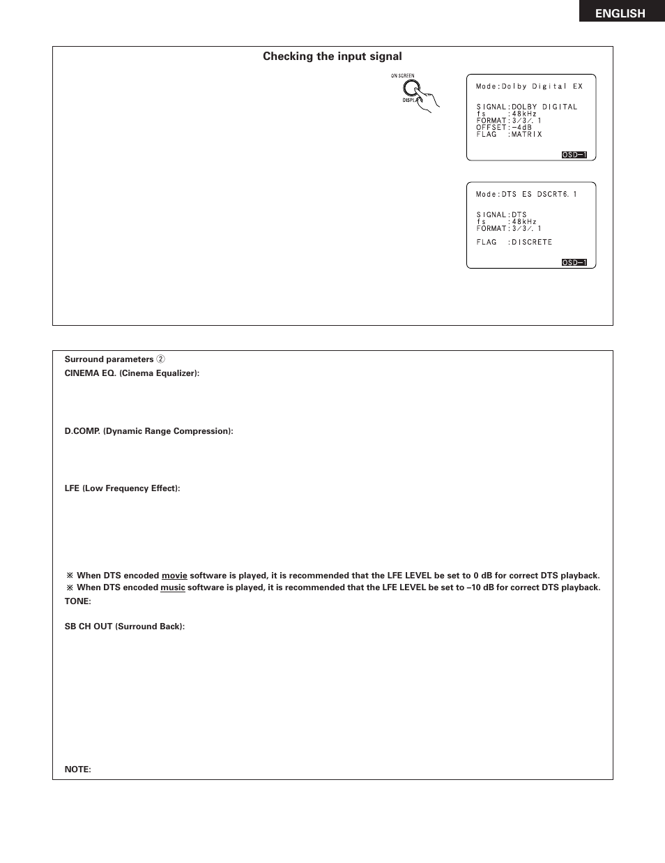 Checking the input signal, English | Denon AVR-785 User Manual | Page 53 / 77