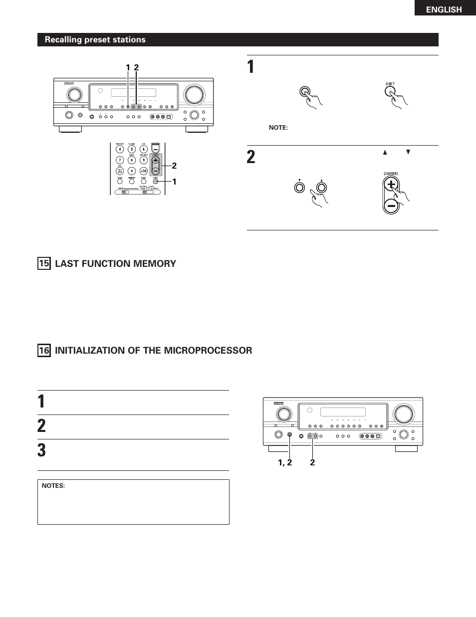 Last function memory, Initialization of the microprocessor | Denon AVR-785 User Manual | Page 61 / 77