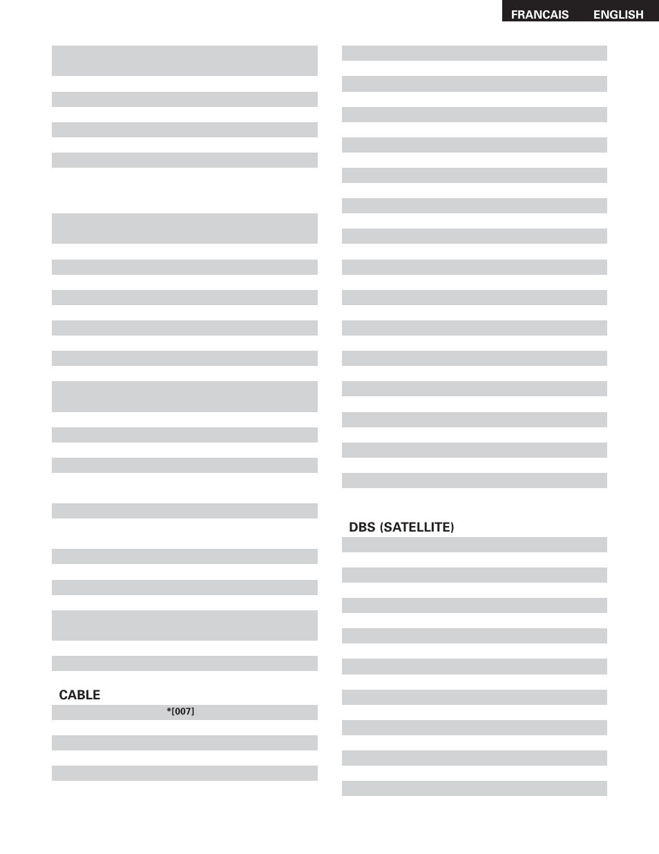 Cable, Dbs (satellite) | Denon AVR-785 User Manual | Page 74 / 77