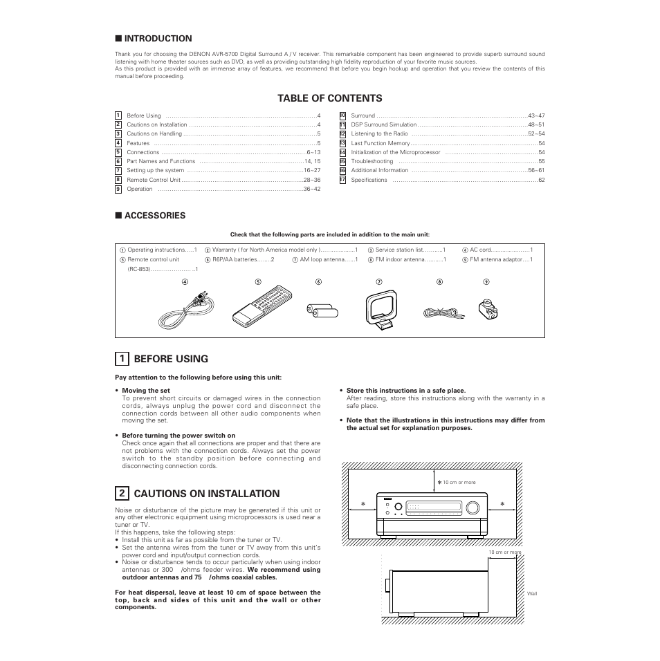 Denon AVR-5700 User Manual | Page 4 / 64