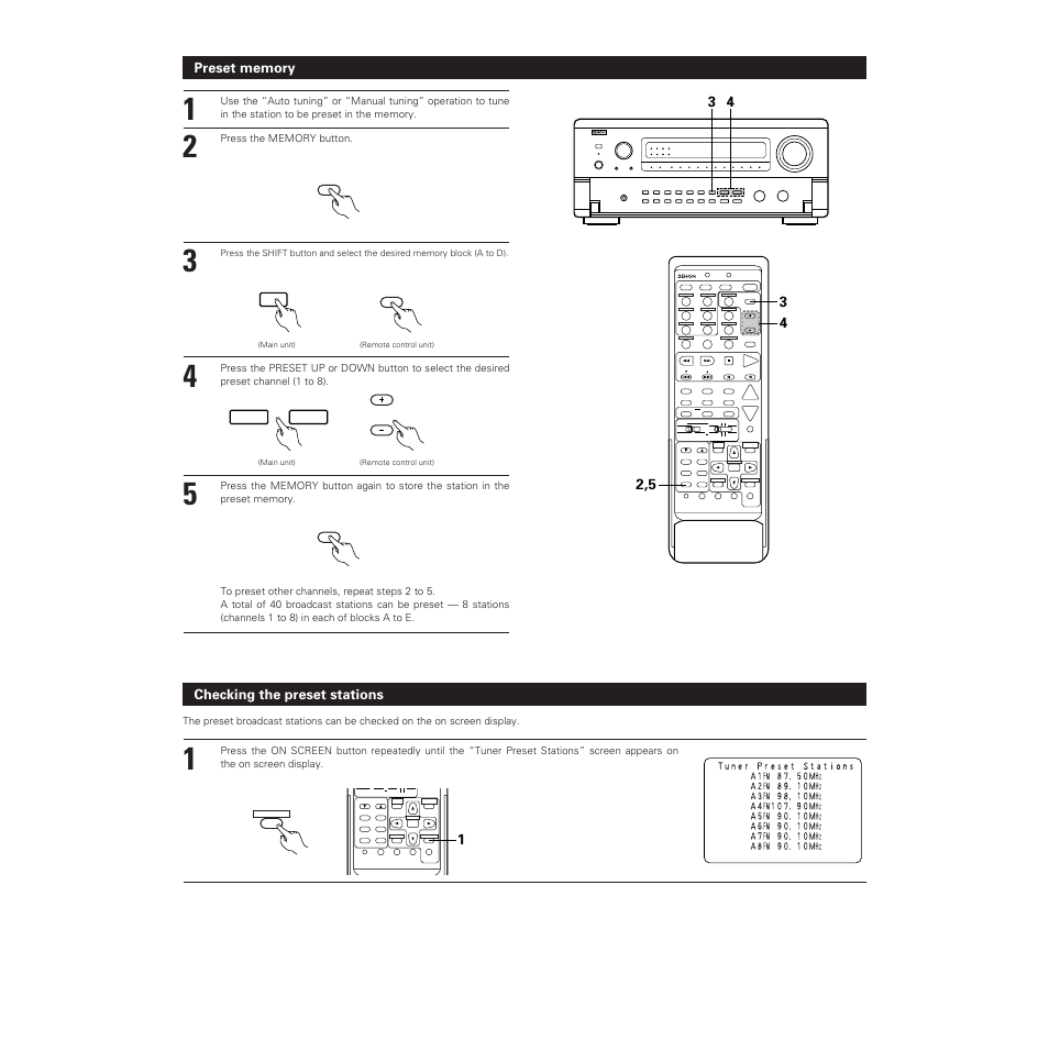 Checking the preset stations | Denon AVR-5700 User Manual | Page 53 / 64