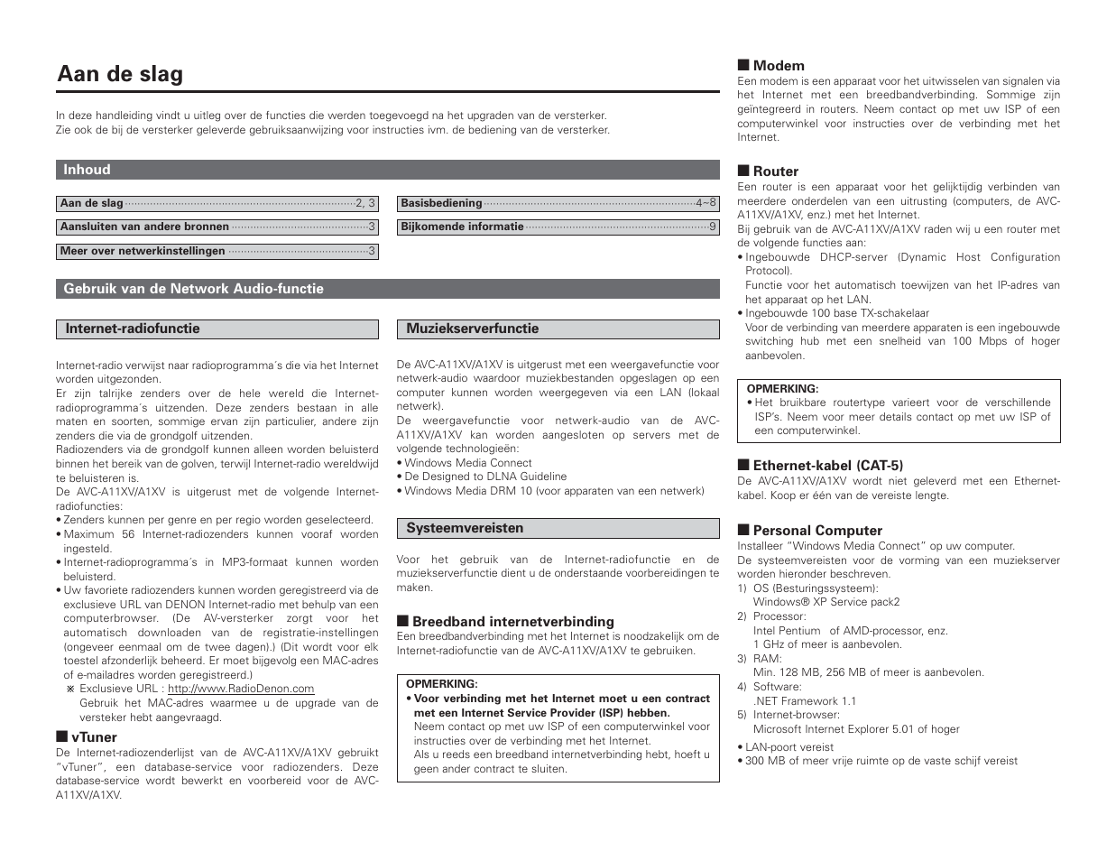 Aan de slag | Denon AVC-A1XV User Manual | Page 52 / 70
