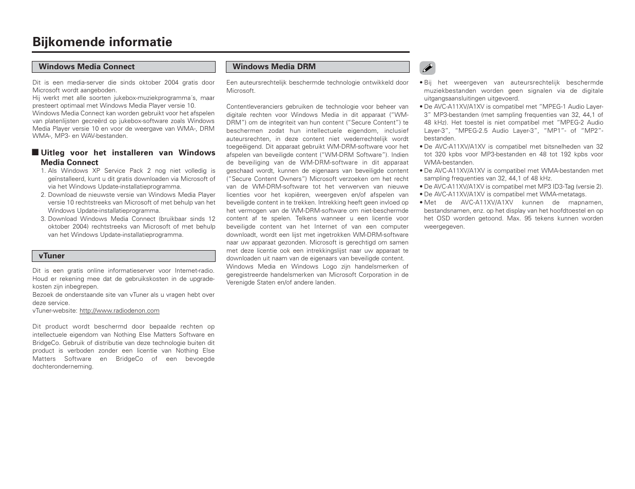 Bijkomende informatie | Denon AVC-A1XV User Manual | Page 59 / 70