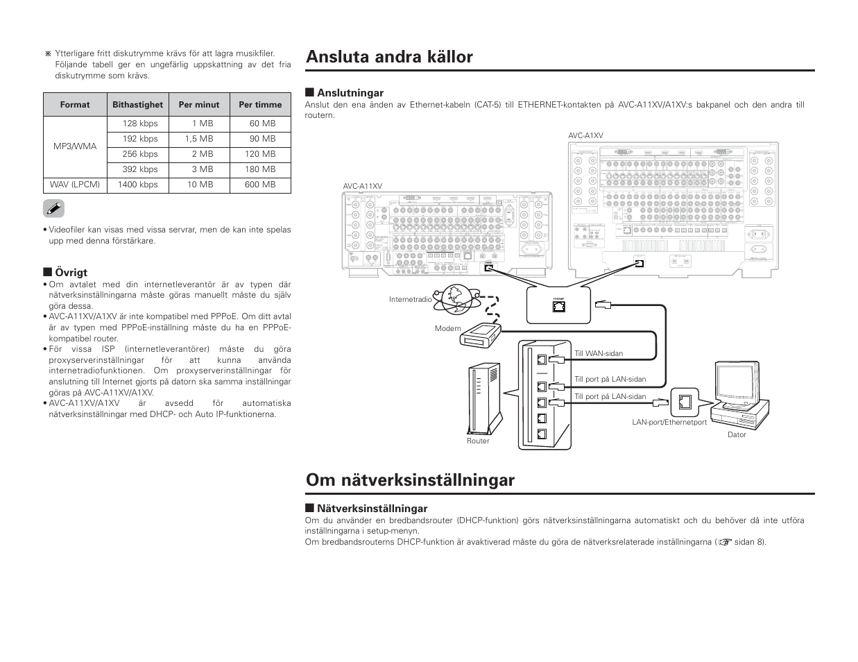 Ansluta andra källor om nätverksinställningar | Denon AVC-A1XV User Manual | Page 63 / 70