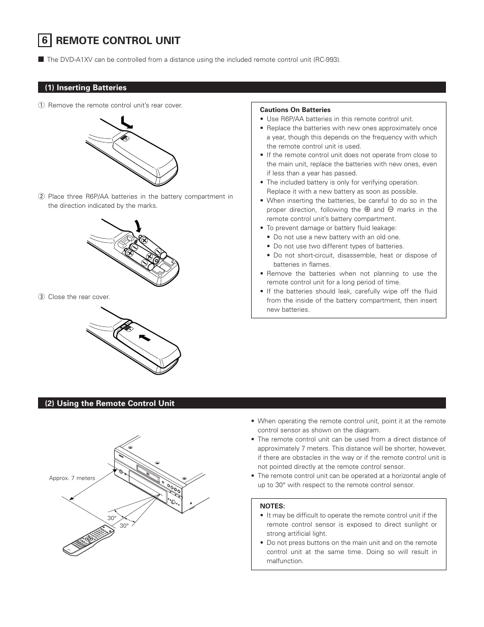 6 remote control unit | Denon DVD-A1XV User Manual | Page 27 / 92