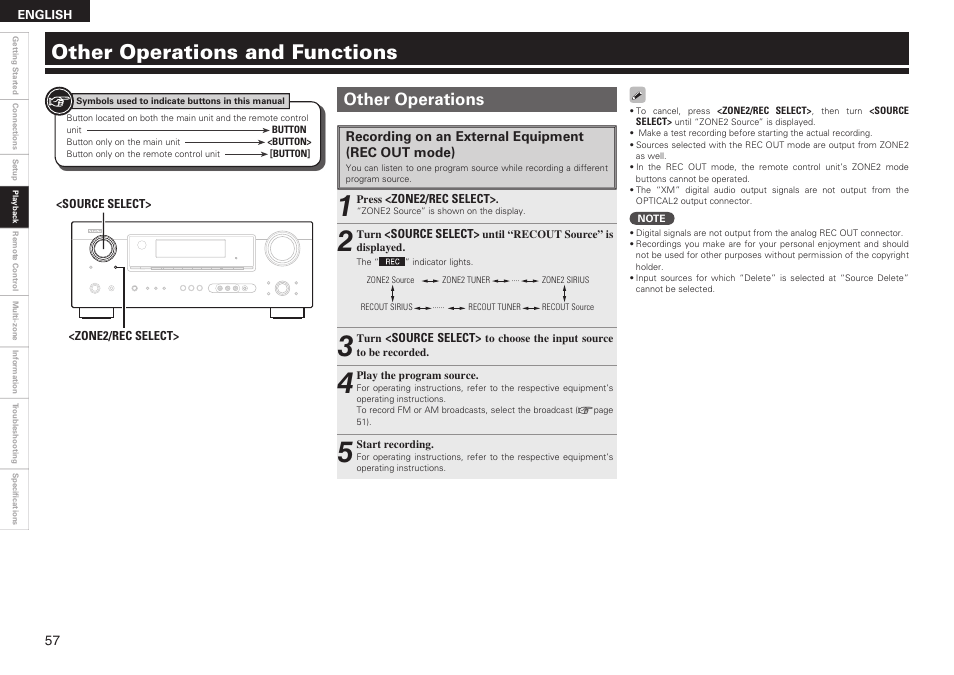 Other operations and functions, Other operations | Denon AVR-789 User Manual | Page 60 / 95