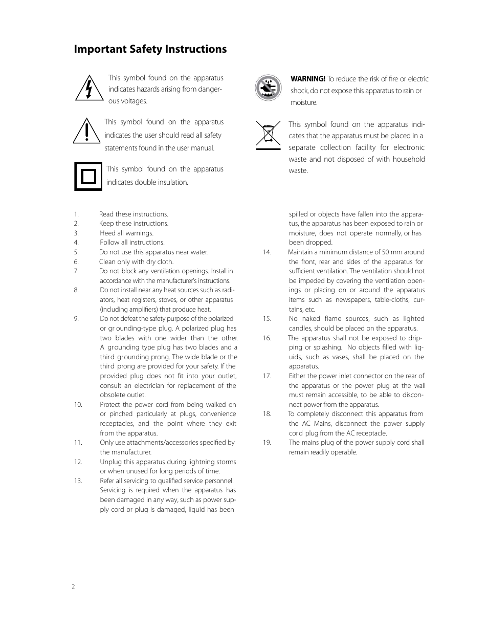 Important safety instructions | Denon AVR-789 User Manual | Page 90 / 95