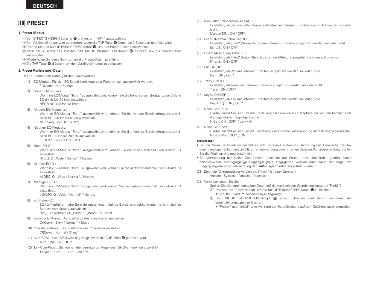 Preset, Deutsch | Denon DN-X1500S User Manual | Page 22 / 78