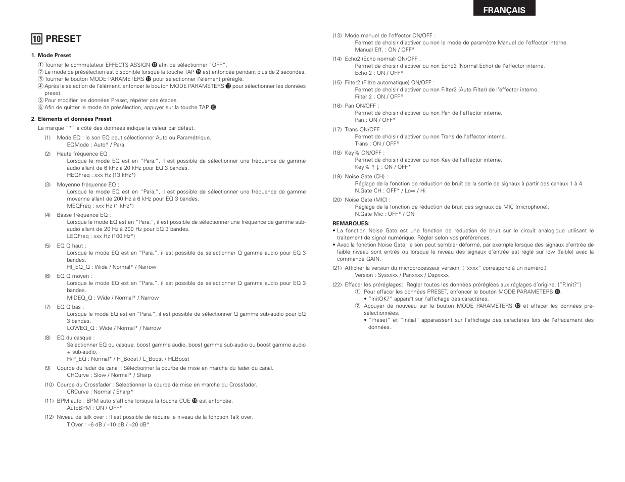 Preset, Français | Denon DN-X1500S User Manual | Page 31 / 78