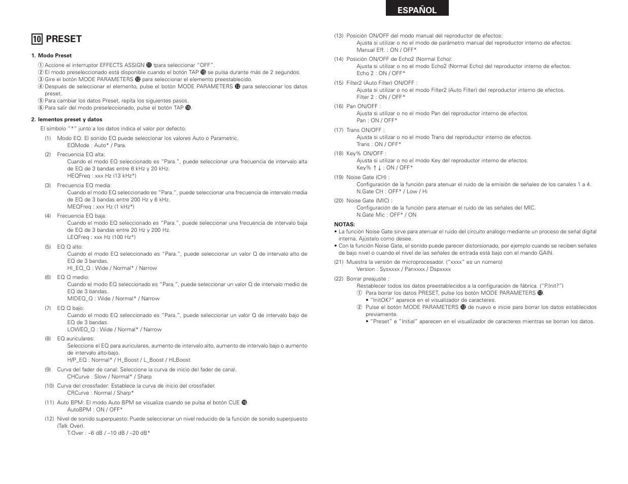Preset, Español | Denon DN-X1500S User Manual | Page 49 / 78