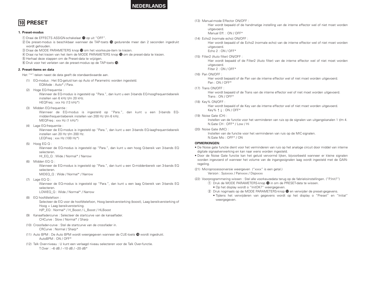 Preset, Nederlands | Denon DN-X1500S User Manual | Page 58 / 78