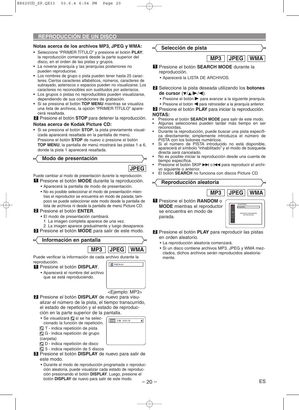 Wma jpeg mp3, Jpeg | Denon DVM-715 User Manual | Page 76 / 86