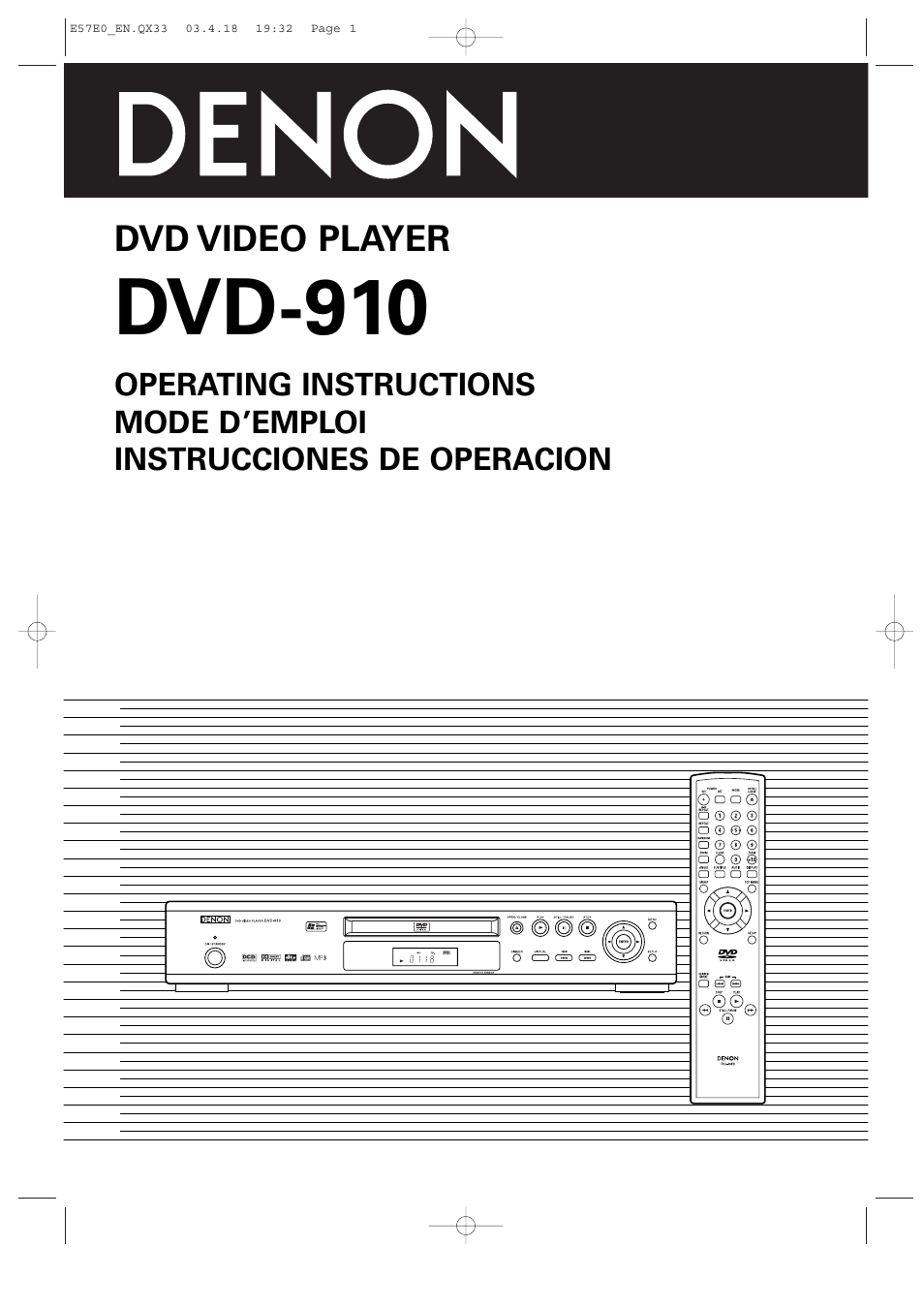 Denon DVD-910 User Manual | 86 pages