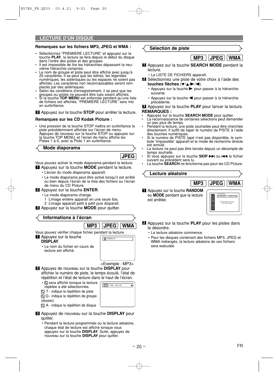 Wma jpeg mp3, Jpeg | Denon DVD-910 User Manual | Page 48 / 86