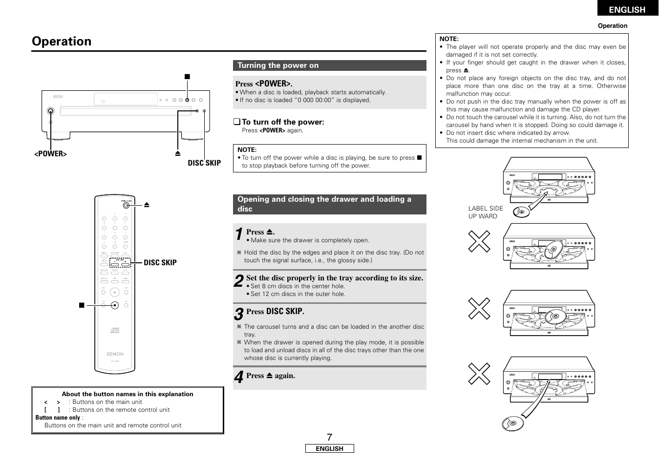 Operation | Denon DCM-500AE User Manual | Page 11 / 17