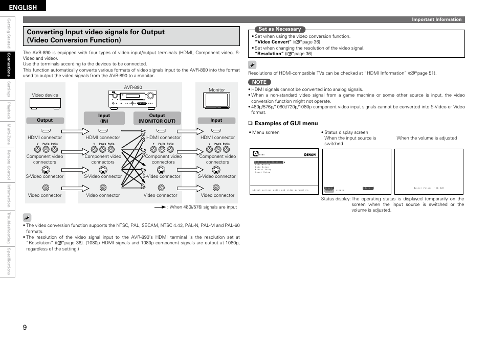 English | Denon AVR-890 User Manual | Page 12 / 76