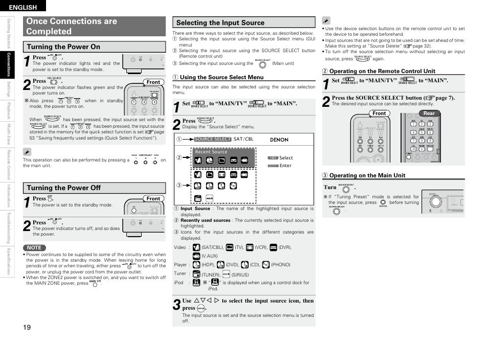 Once connections are completed | Denon AVR-890 User Manual | Page 22 / 76