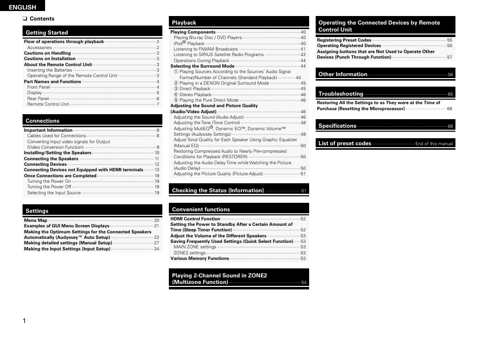 Denon AVR-890 User Manual | Page 4 / 76