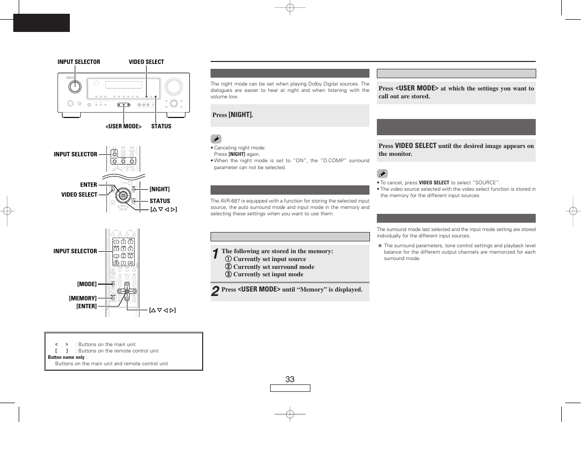 Advanced operation | Denon AVR-687 User Manual | Page 36 / 64