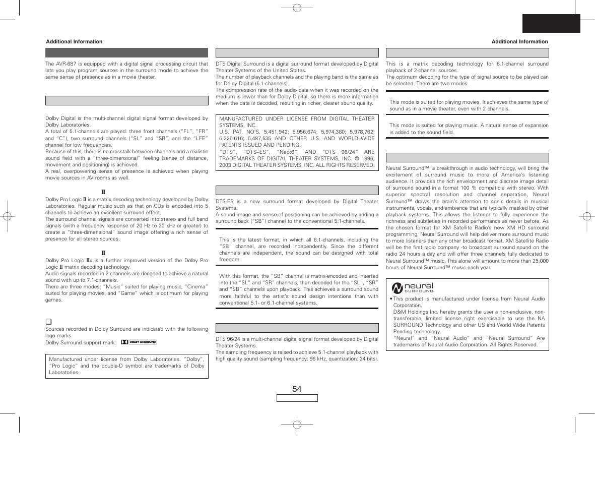 Denon AVR-687 User Manual | Page 57 / 64