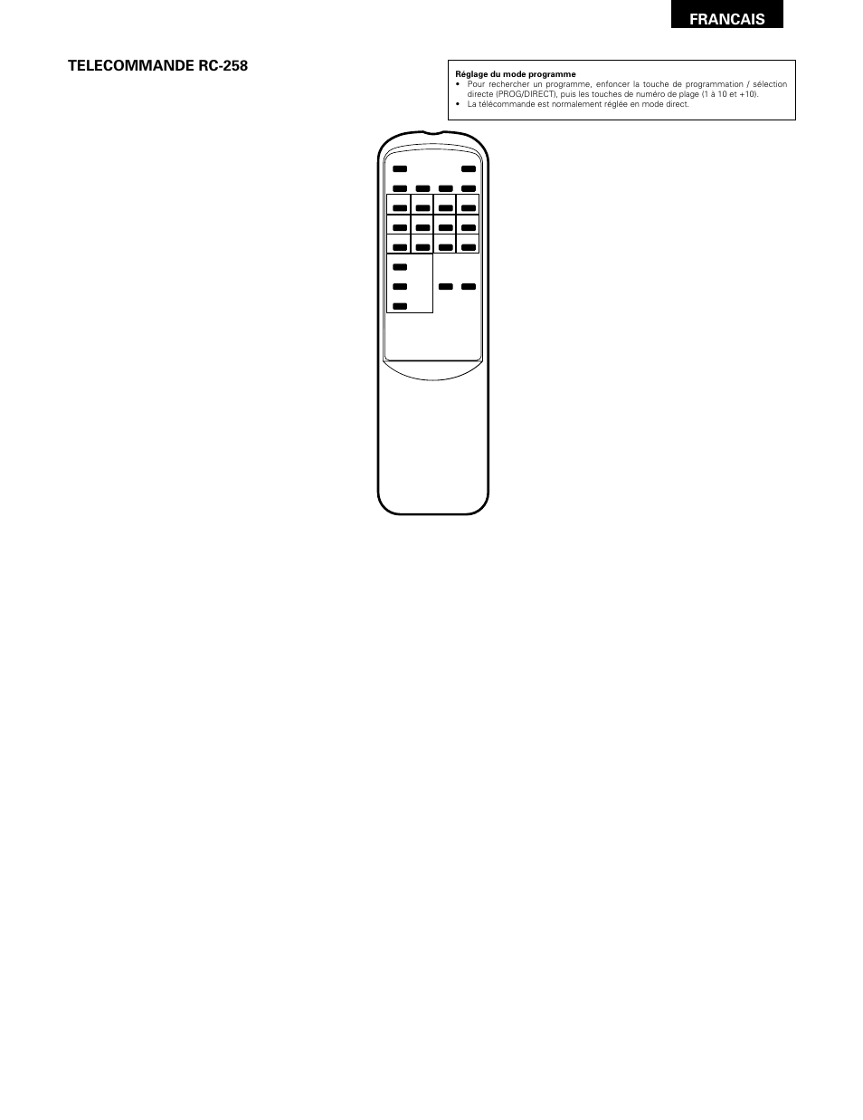Francais, Telecommande rc-258 | Denon DCM-370 User Manual | Page 27 / 38