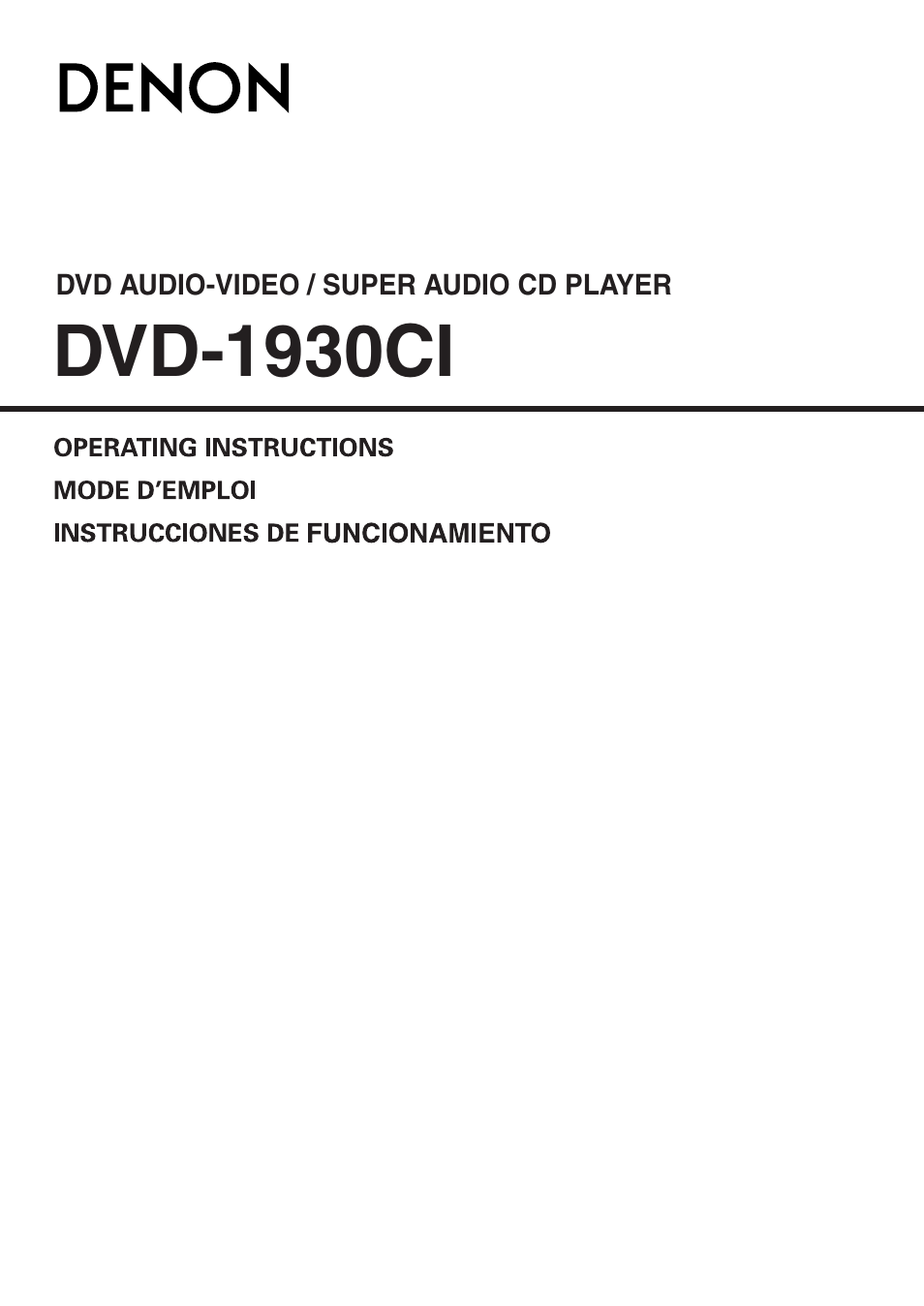 Denon DVD-1930CI User Manual | 92 pages