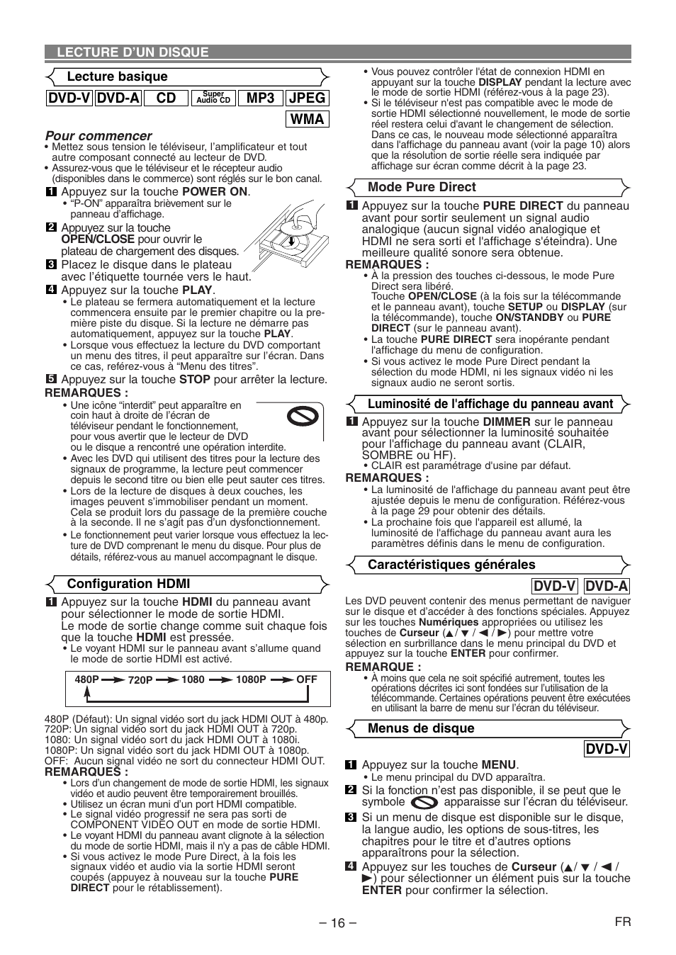 Wma jpeg mp3, Cd dvd-a dvd-v, Dvd-v | Dvd-a dvd-v | Denon DVD-1930CI User Manual | Page 46 / 92