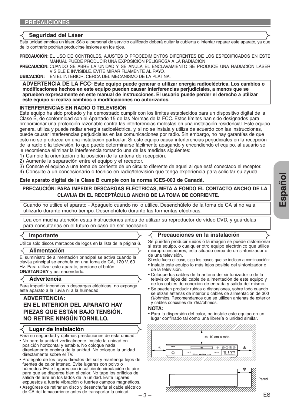Español | Denon DVD-1930CI User Manual | Page 63 / 92