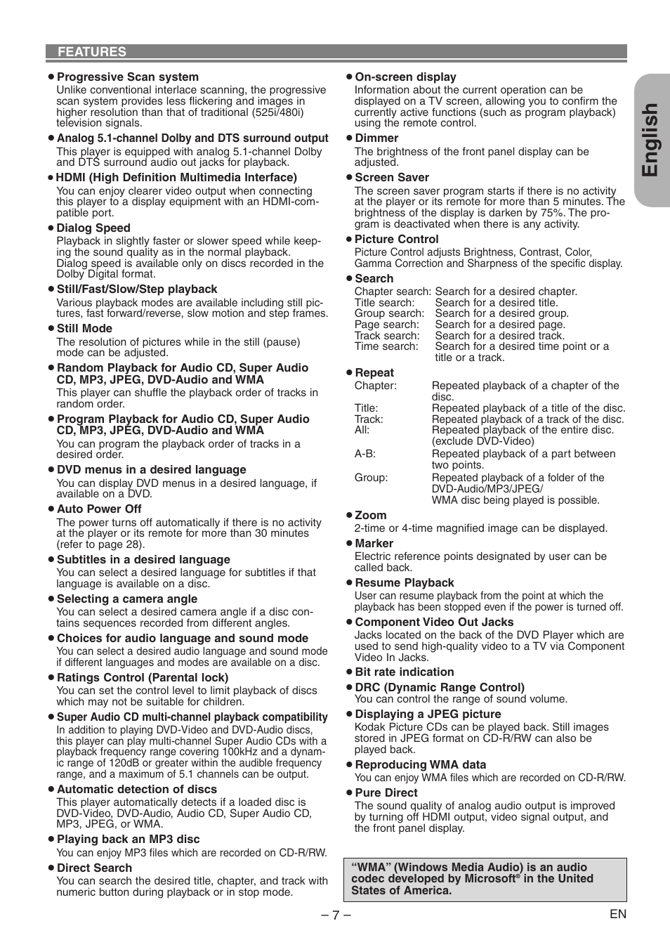 English | Denon DVD-1930CI User Manual | Page 7 / 92