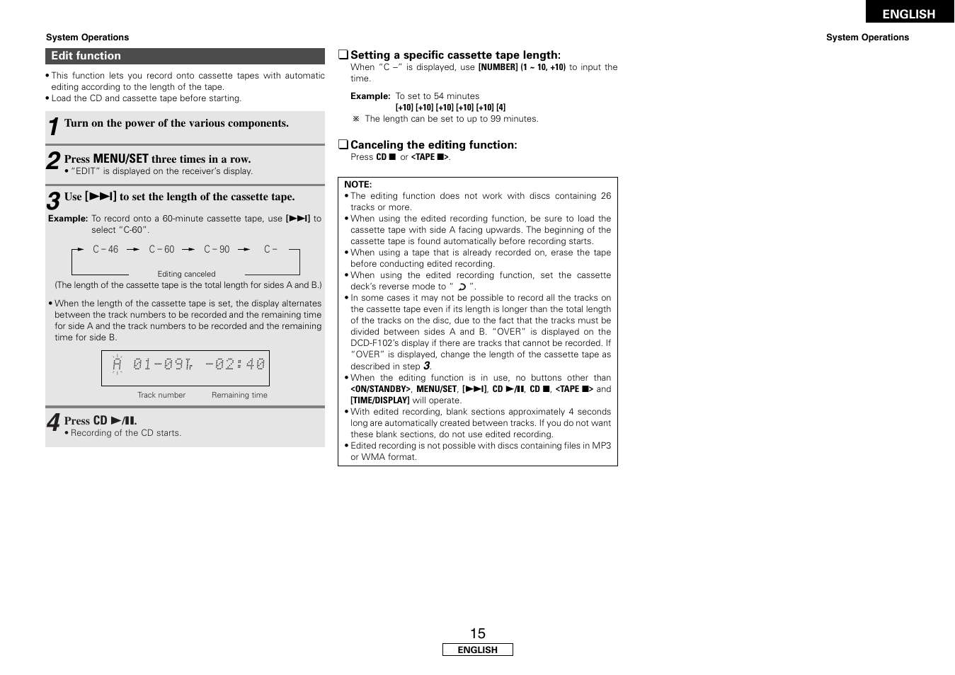 Denon DCD-F102 User Manual | Page 19 / 21