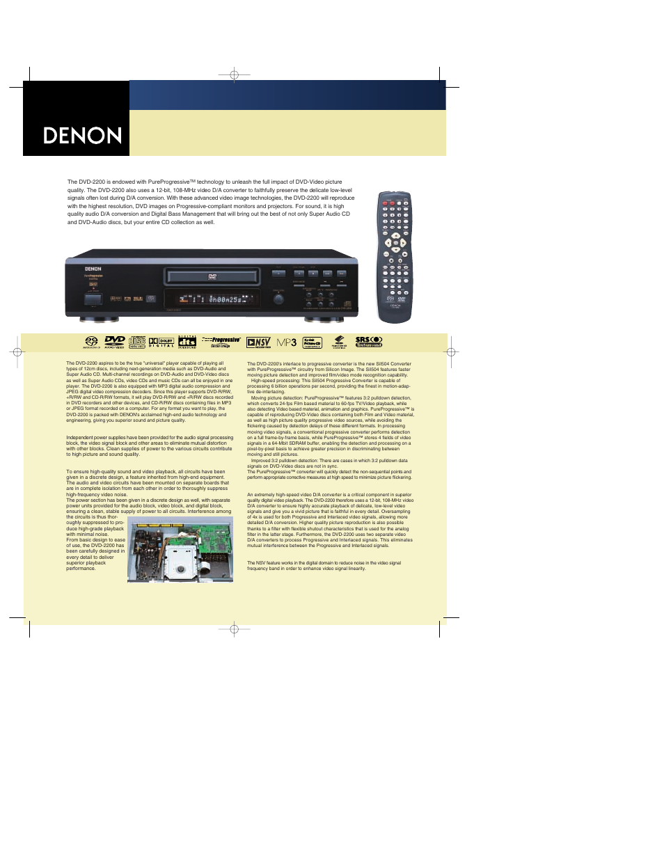 Denon DVD-2200 User Manual | 2 pages
