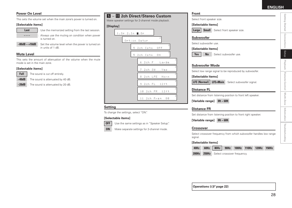 G~ a1 2ch direct/stereo custom, English | Denon AVR-688 User Manual | Page 31 / 68