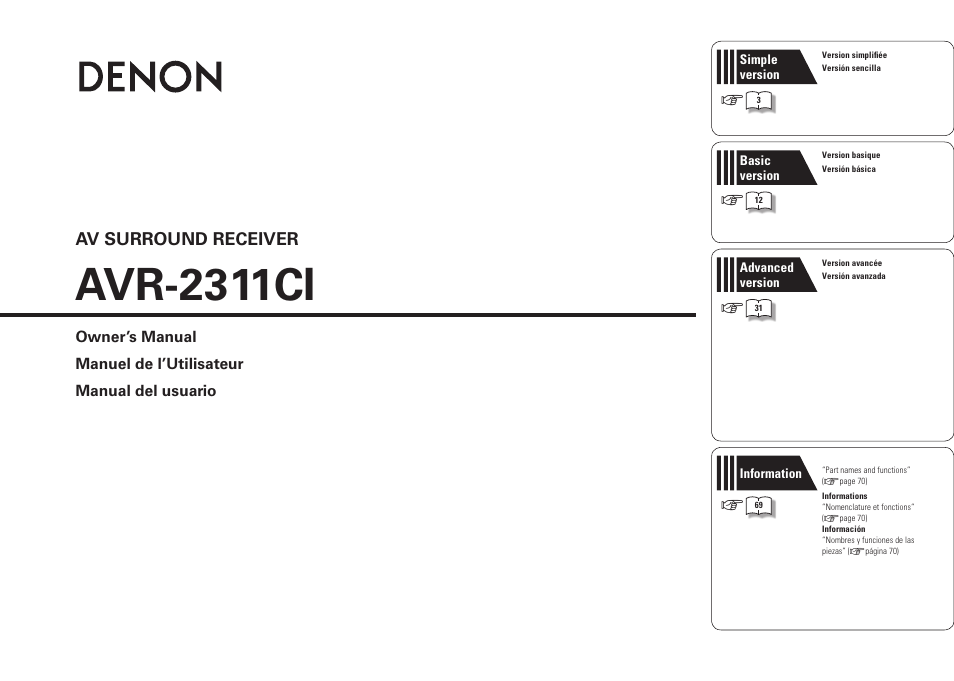 Denon AVR-2311CI User Manual | 90 pages