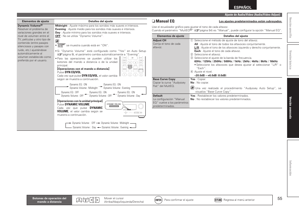 N manual eq, Español | Denon AVR-2311CI User Manual | Page 58 / 90