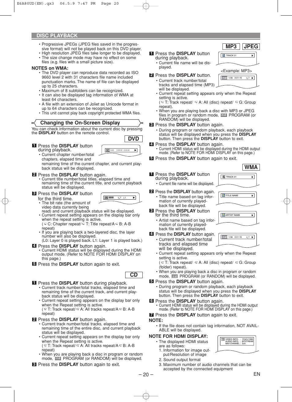 Jpeg mp3 | Denon DVD-1730 User Manual | Page 20 / 29