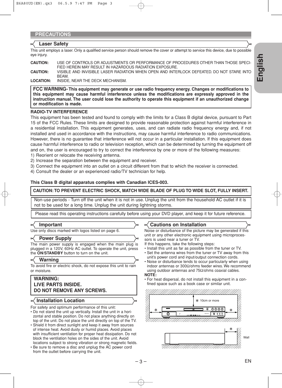 English | Denon DVD-1730 User Manual | Page 3 / 29