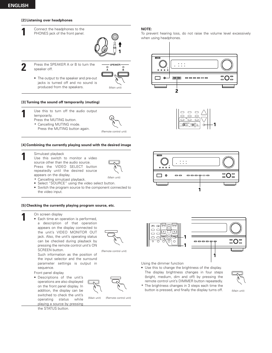 English | Denon AVR-2801 User Manual | Page 34 / 54