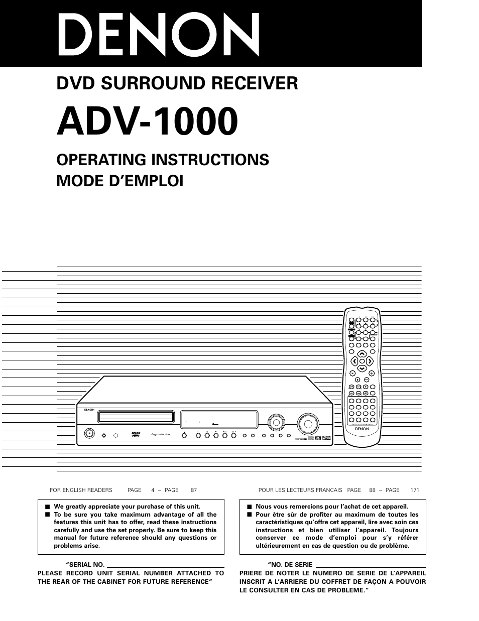 Denon ADV-1000 User Manual | 88 pages