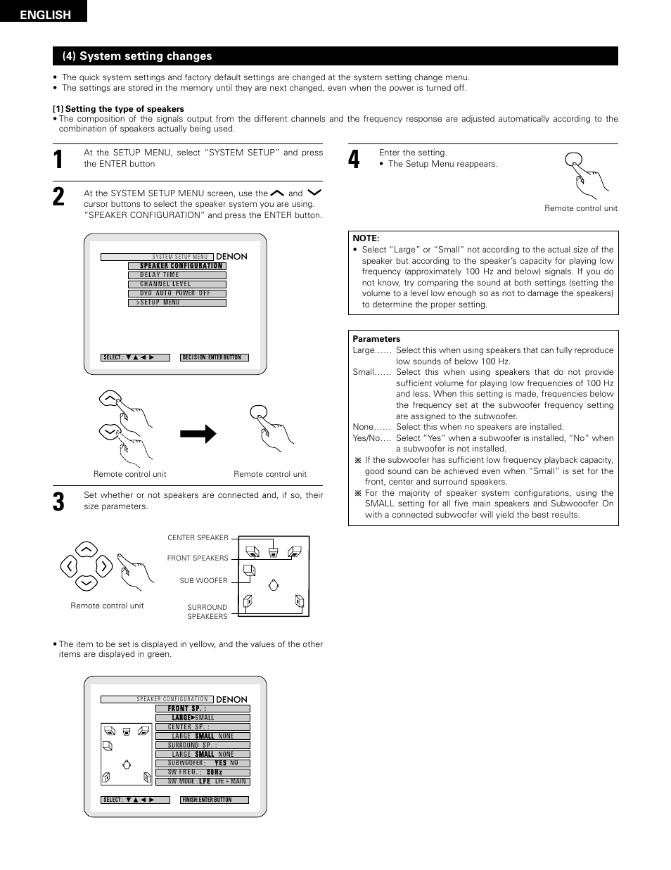 English (4) system setting changes | Denon ADV-1000 User Manual | Page 26 / 88