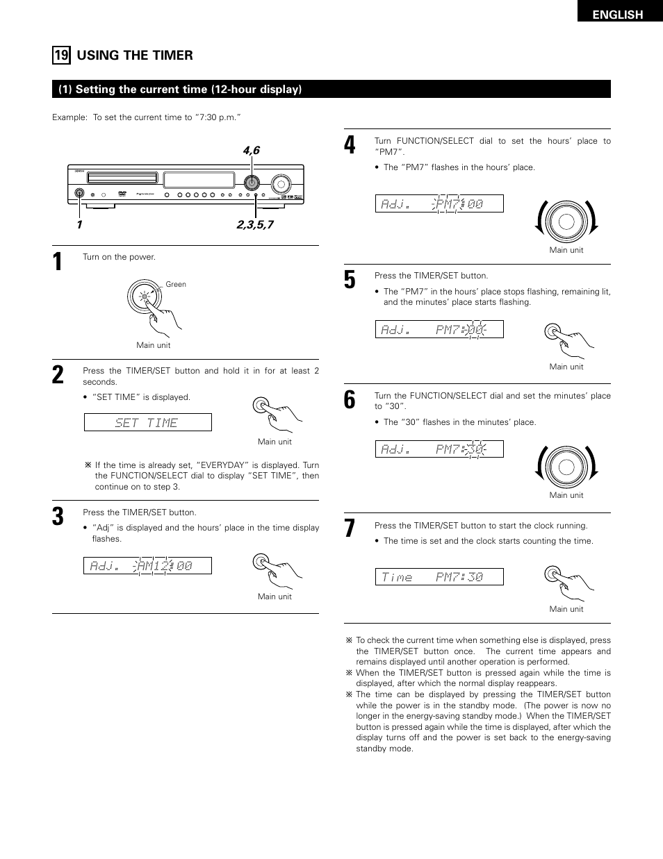 Using the timer | Denon ADV-1000 User Manual | Page 69 / 88