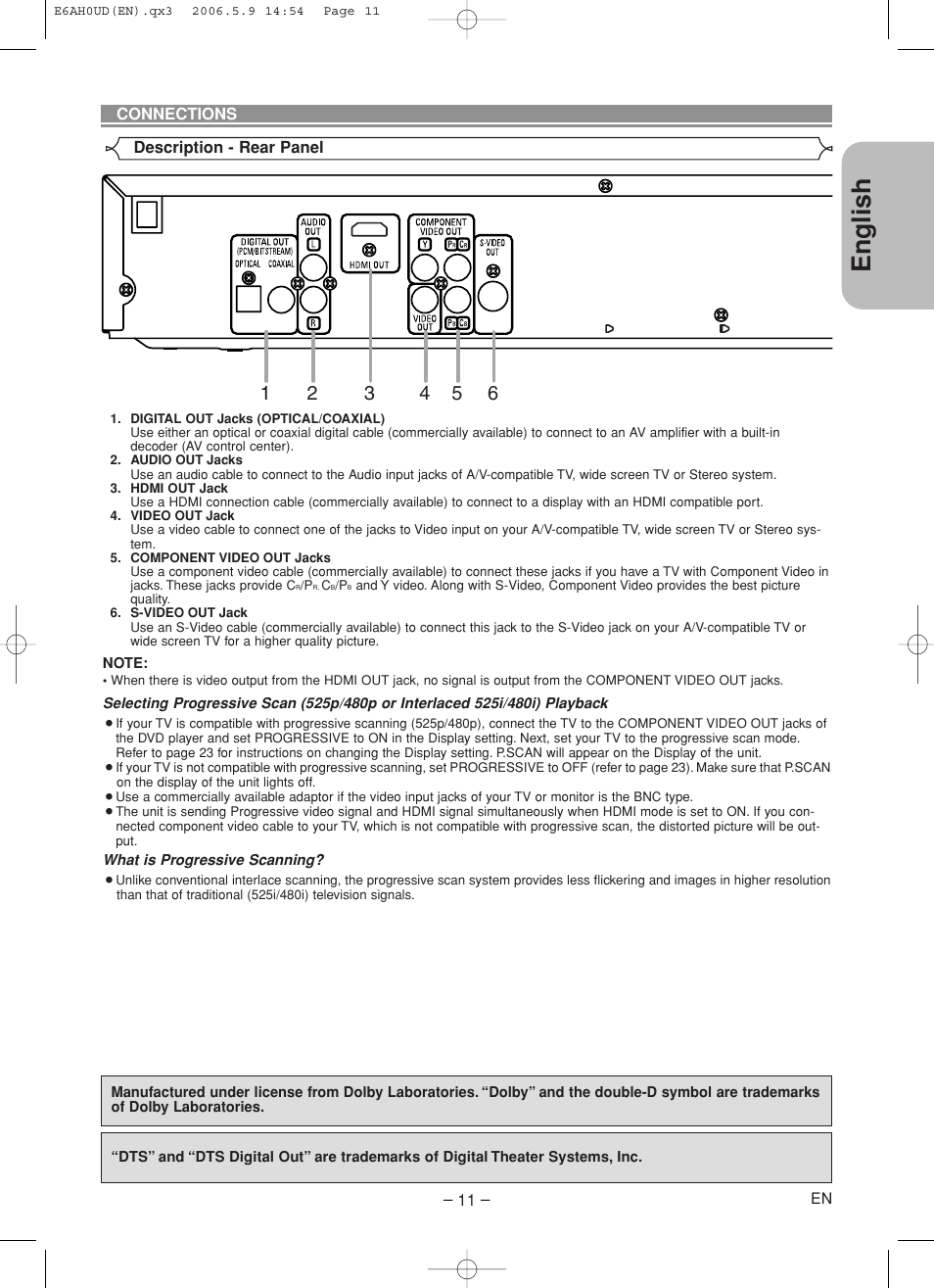 English | Denon DVD-557 User Manual | Page 11 / 84