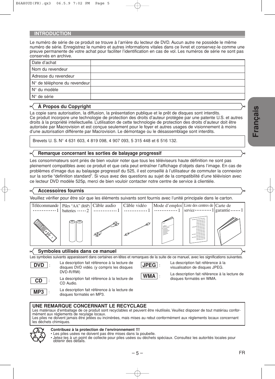 Français | Denon DVD-557 User Manual | Page 31 / 84