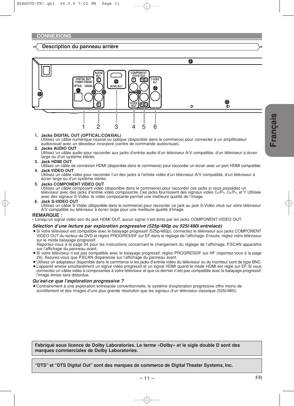 Français | Denon DVD-557 User Manual | Page 37 / 84