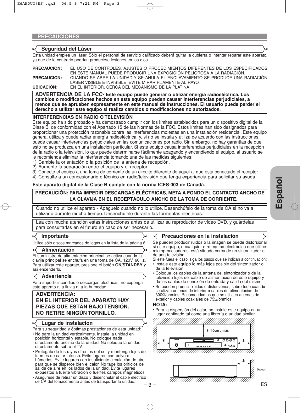 Español | Denon DVD-557 User Manual | Page 57 / 84