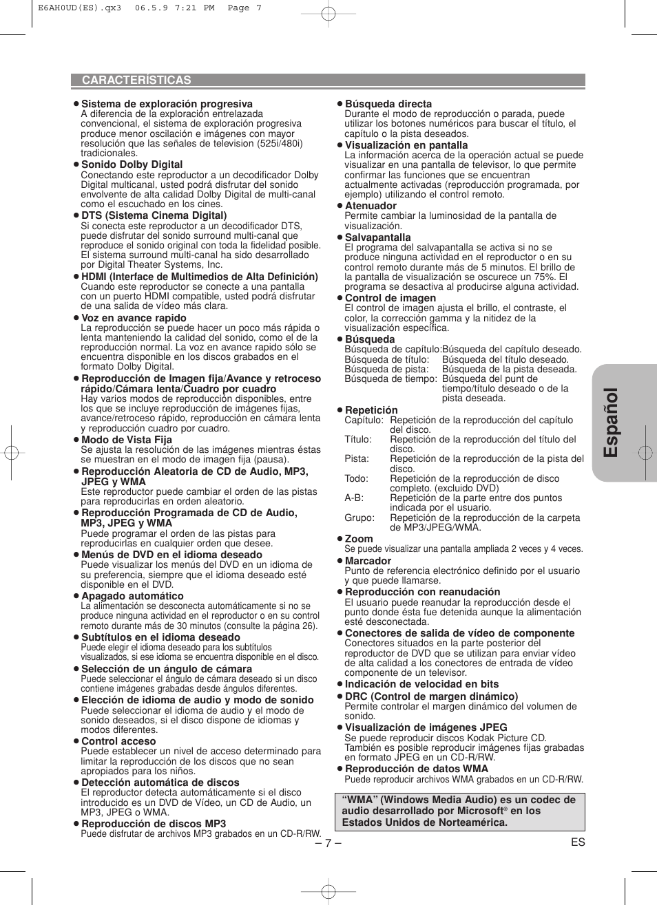 Español | Denon DVD-557 User Manual | Page 61 / 84